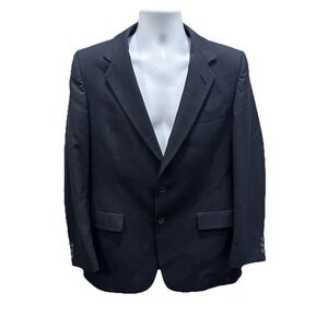 VTG Christian Dior USA‎ Made Men's 40R Navy Striped 100% Wool 2 Buttons Blazer